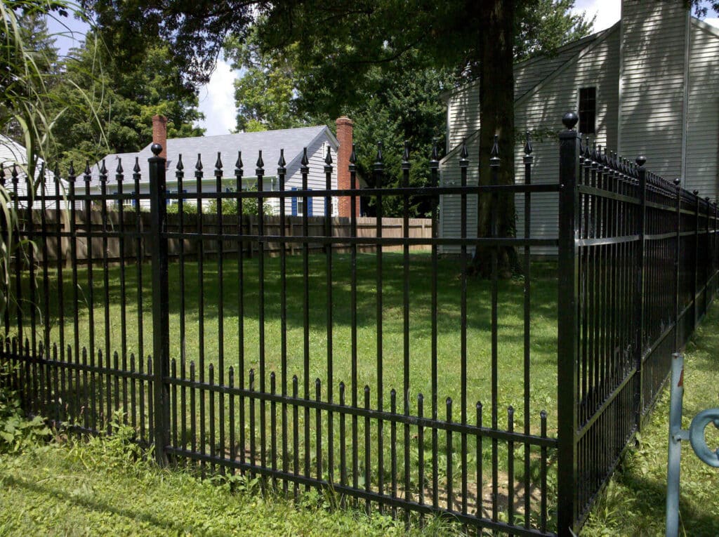 black aluminum fence puppy guard add on in Indianapolis