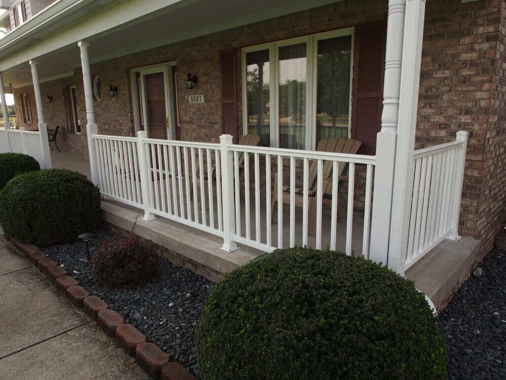 White outdoor railing installation in Indianapolis
