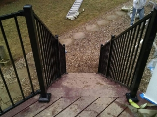 Aluminum outdoor stair railing installation in Indianapolis