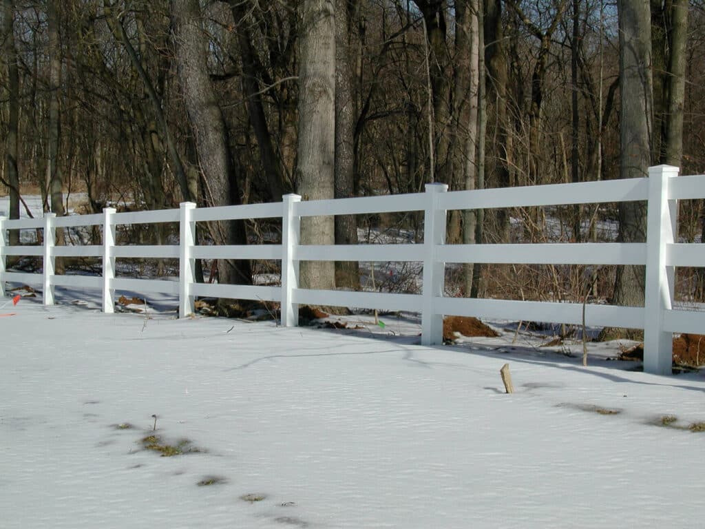 3 rail vinyl fence installation in Indianapolis