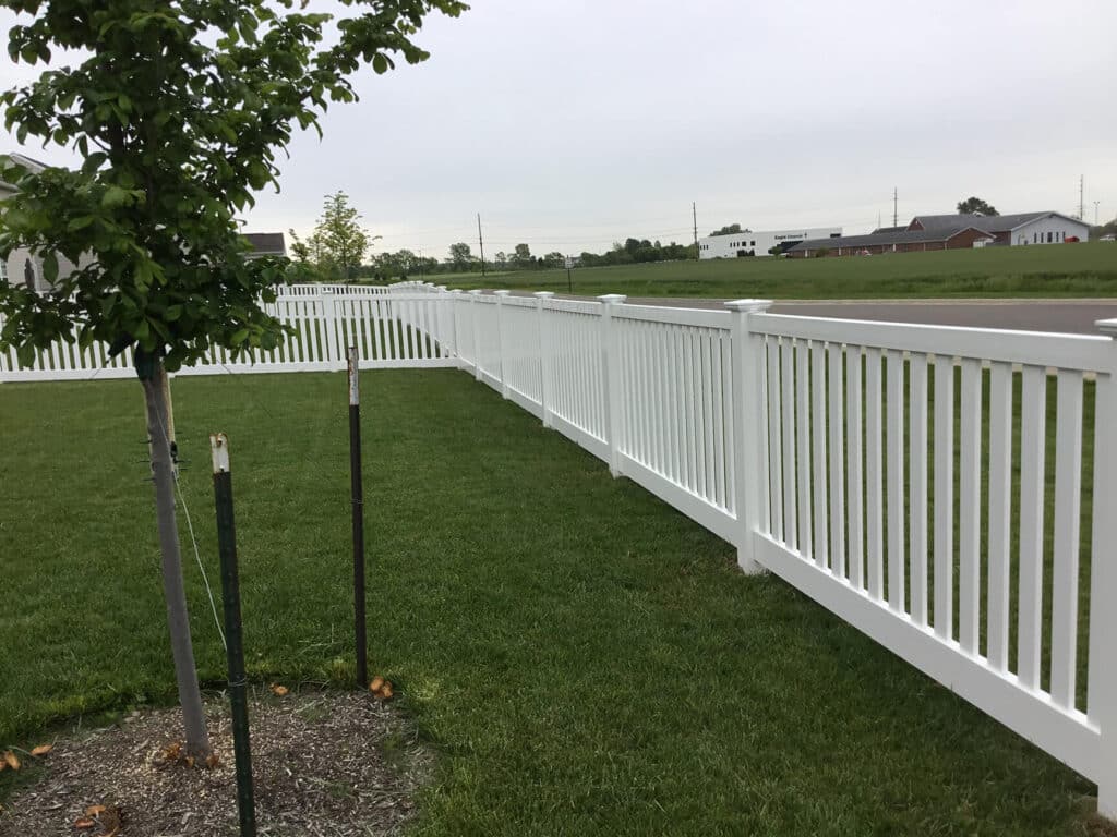 white semi private fence around Indianapolis