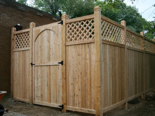 Wooden lattice top fence installation in Indianapolis
