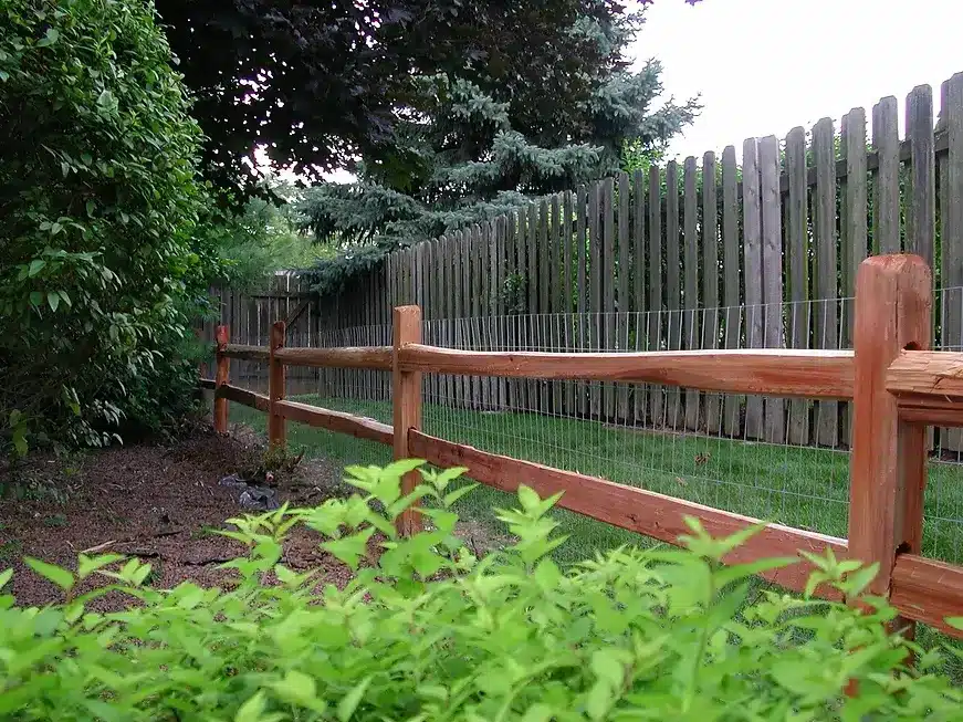 residential cedar split rail fence installation in Indianapolis
