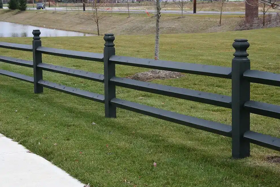 black wood rail fence installation around Indianapolis
