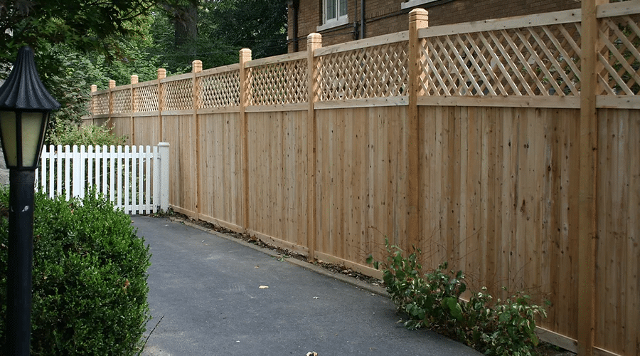 Install a cedar fence with lattice top in Indianapolis