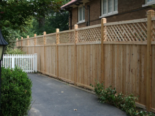 Cedar lattice topped fence installation around Indianapolis