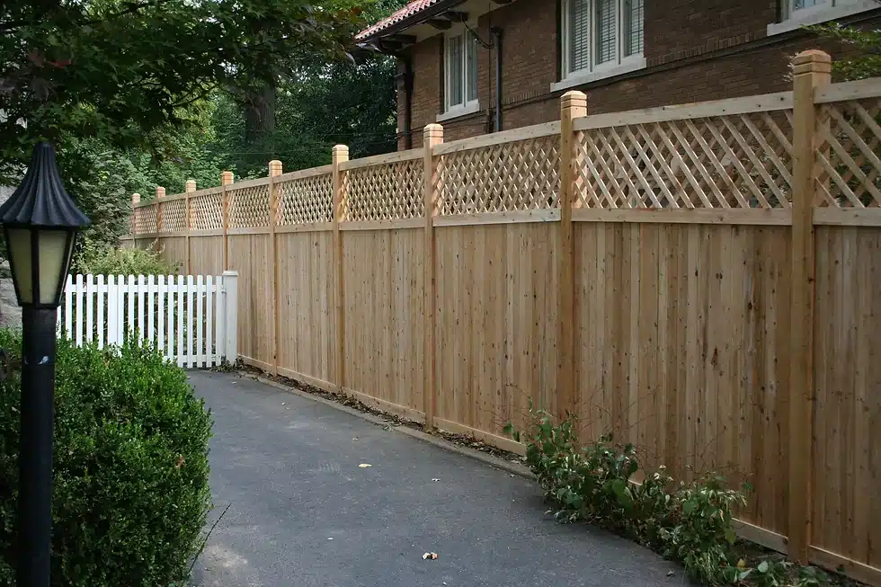 Lattice-top cedar fences around Indianapolis