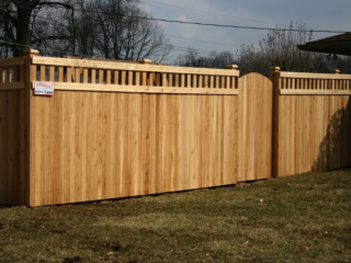 Cedar lattice top fence installation in Indianapolis