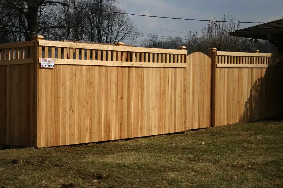 Cedar lattice top fence installation in Indianapolis