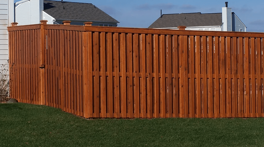 Cedar shadow box fence installation in Indianapolis