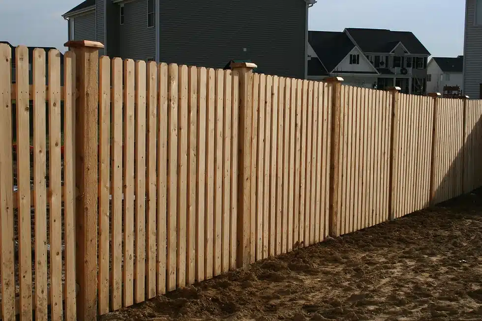cedar shadow box fence installation in Indianapolis