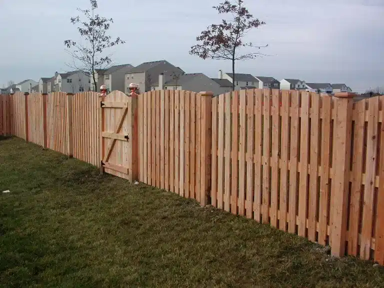 bow-top shadow box fence installation in Indianapolis