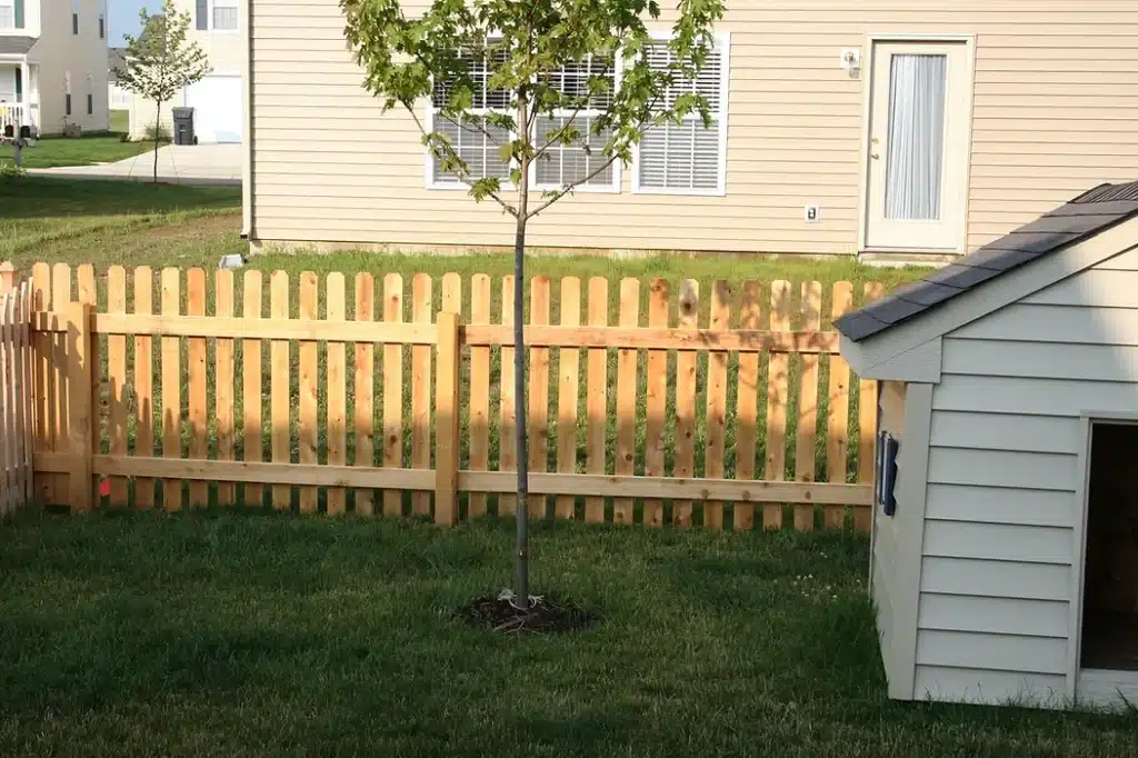 dog ear wood fence installation in Indianapolis